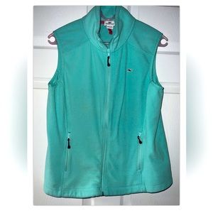 VINEYARD VINES W’s MED Seafoam Green Fleece Full Zip Vest VGUC